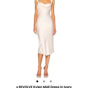 REVOLVE Ivory Satin Midi Dress